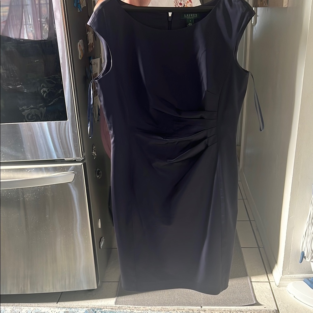 Ralph Lauren Black Sheath Dress Knee-Length Ruched